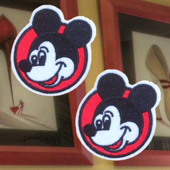 1* VINTAGE Mickey Mouse Head Patch IRON ON Patch Clothing accessories Embroidery - Picture 3 of 5
